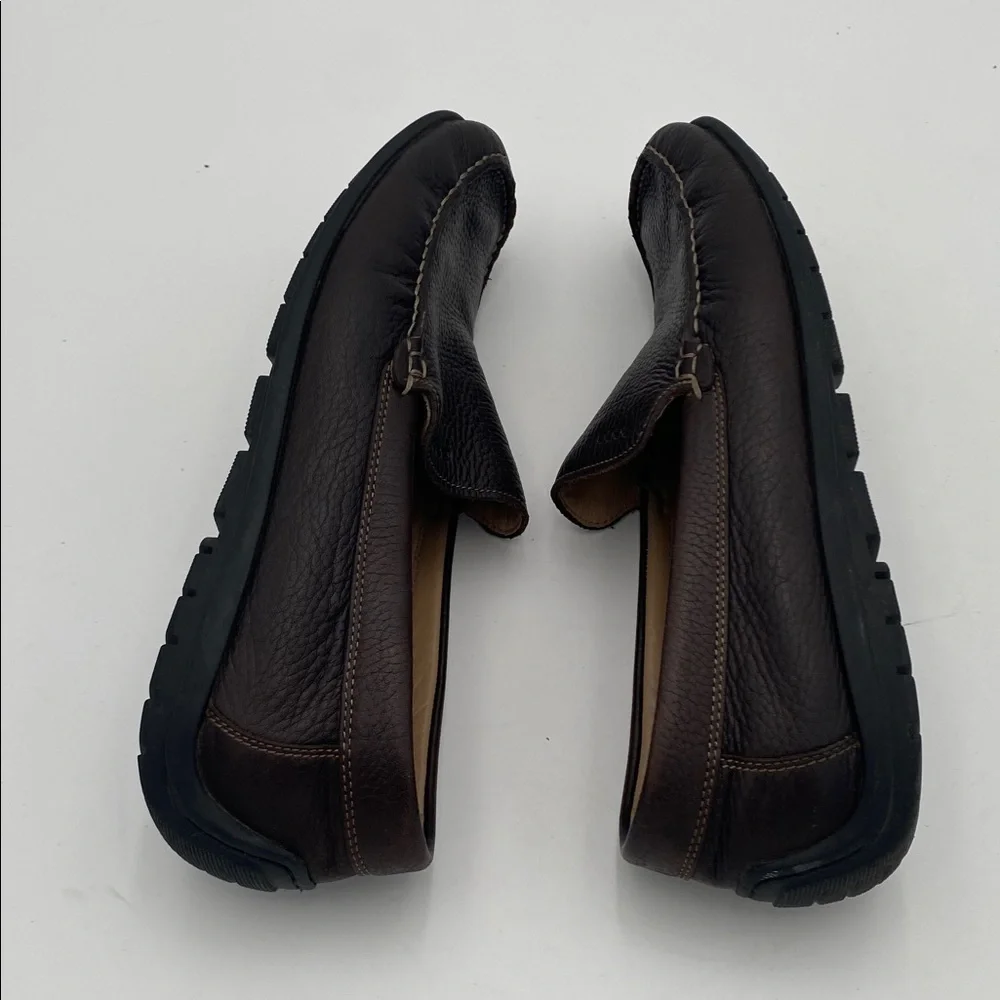 Ecco Dark Brown Leather Slip-On Loafers mens 12 casual office retro